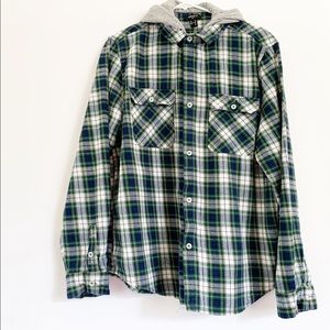 Men’s Plaid Flannel Hoodie. Forever 21 XL